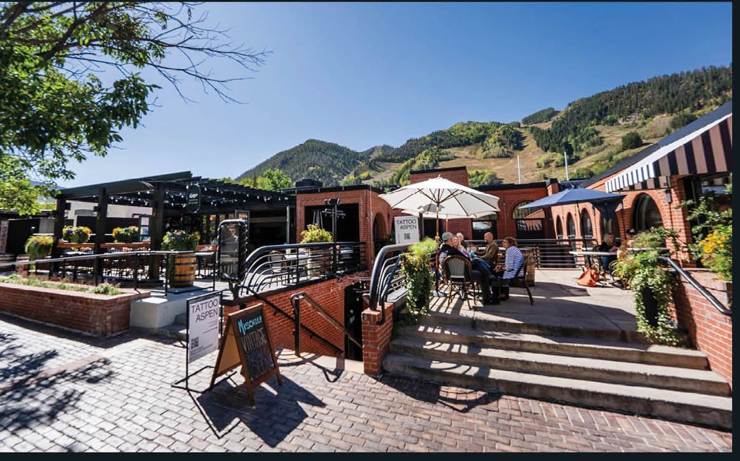 The brick courtyard at 315 E. Hyman Ave, Aspen